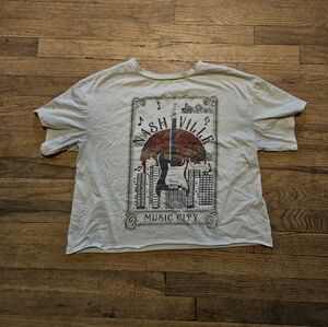 Nashville Music City Graphic Crop Top - Light Grey